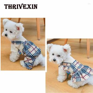 Dog Apparel Clothes Autumn And Winter Products Plaid Cat Costume Toffee Couple Princess Dress Small Puppies Kawaii