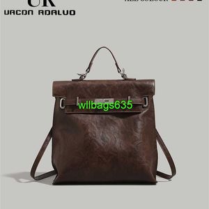 Bolsa de mochila de couro Bolsa de luxo de luxo confiável Ur Retro Maillard Backpack Womens 2024 Autumnwinter Novo mochila de grande capacidade Mi tem logotipo hbudpj