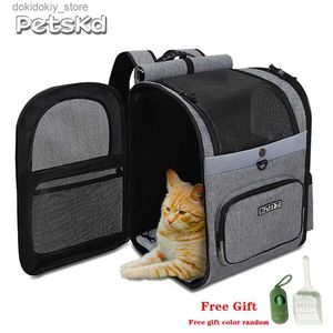 Собачья перевозчик Petskd Dog Carrier Bag Pet Double Artcpack Rackpack крепкий рамный рамный дышащий складной собачьи двойные двери сумки подходит для 20 фунтов домашних животных L49