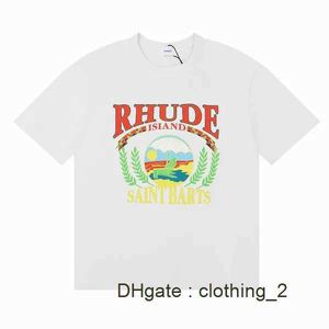 トップクラフトマンシップRhude Mens T Shirts Summer Fashion Designer Tshirts Street Casuare Sems Sleeve Beach Style Tee Cotton Printingシャツ8S2Y