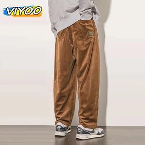 Men's Pants 5XL Oversized Y2K Casual Loose Straight Elastic Corduroy Pant Joggers Trousers Baggy Wide Leg Men
