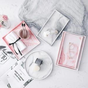 Decorative Figurines Simplicity Marble Texture Ceramic Storage Tray Cosmetics Water Cup Candle Fragrance Jewelry Bathroom Decoration