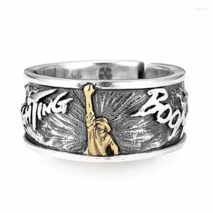 Bröllopsringar thailändska silver seger ring motiverande öppen justerbar