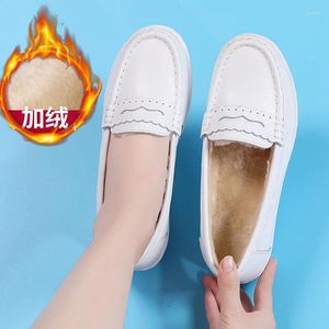 Casual Shoes Women's 2024 Autumn Winter Designer Footwear Fashion Soft Sole äkta läderplattform Loafers Zapatos de Mujer