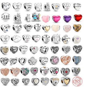 925 Sterling Silver Fit Women Chanms Beads Bracciale Castino Angelo Mom Famiglia Love Heart