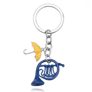 Keychains Movie Himym Keychain Hur jag träffade din mamma Keyrings Yellow Paraply Blue French Horn Pendant