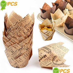 Cake Tools 50Pcs/Lot Creative Cupcake Liner Baking Cup For Wedding Party Muffin Paper Oilproof Wrapper Accessories Drop Delivery Hom Dh2Vt