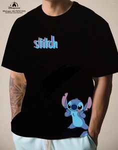 Mäns T-skjortor 2024 Summer Stitch Anime Trend Brand Boys Harajuku Casual mångsidig mode rund hals kort ärm T-shirt