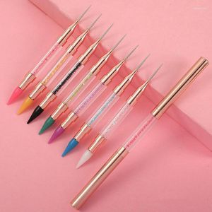 Nagelkonst satser Vaxpenna bländande dubbel-slutade prickande kristallpärlor HANDEL RHINESTONE STUCKS PICKER PENCIL MANICURE TOOL