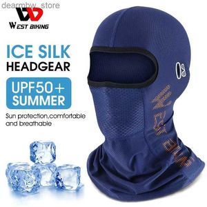 Capitões de ciclismo Máscaras de bicicleta ocidental masculino Capato de homens de verão Anti-UV Face Face Face Motorcycle Balaclava Ice Silk Bike Bike Helmet Máscara Caps de ciclismo L48