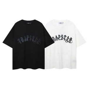 Svart bokstav tryckt herr designer t shirt trapstar svart vit t skjortor t-shirt grafisk tee löst casual tops kvinnor män kläder 100% bomull t-shirts överdimensionerade s-xl