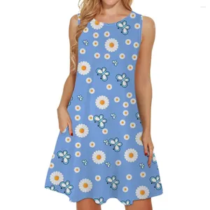 Casual klänningar kvinnor o nack ärmlös miniklänning boho blommig tryckt hawaii strand sundress överdimensionerad lös 2024 sommar plus storlek