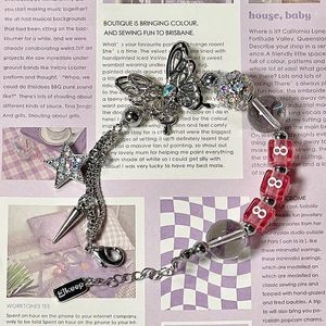 Charm Bracelets Y2k Butterfly Star Pentagram Rhinestone Beaded Bracelet For Women Sweet Cool Fashion Aesthetic Trend Jewelry Gift