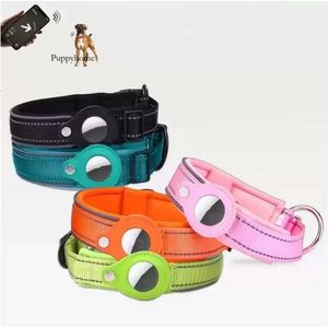 Dog Collars Tracker Loop Holder Cases GPS Locator Airtag Protective Nylon Pet Cat Collar For Apple Finder Anti-Lost Location Device 0418