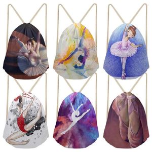 Alışveriş çantaları jimnastik bale dansçısı baskı çizme çizgisi çantası torbası kişiselleştirilmiş isim roman doğum günü partisi hediye özelleştirilebilir kumaş