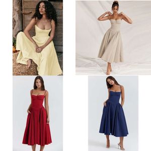 Swobodne sukienki podstawowe eleganckie, szczupły backless fling Dres moda solidna zawiesina 2023 Summer imprezowy szaty wieczorowe vestidos 230626