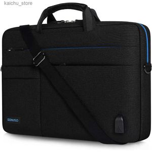 Outros acessórios de computador Domiso Multipuse Laptop Sleeve por 14 15,6 17,3 polegadas Bolsa de mensagens de negócios de computadores com carregamento USB Y240418