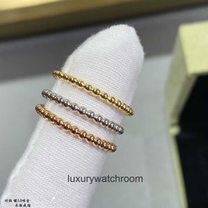 High End smyckringar för VanCleff Womens V-Gold Material CNC Precision Bead Ring Design Simple Kaleidoscope Bead Edge Ring for Women Original 1: 1 Med Real Logo