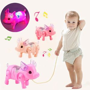 Pink Color Funny Electronic Toys Cute Electric Walking Pig Toy With Light Musical Barn Barn Birthday Present Toys Robot Dog Top 240407