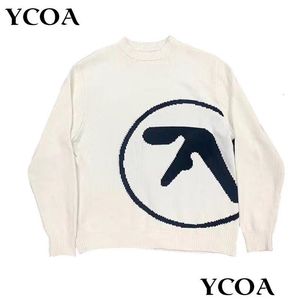 Herrenpullover Pullover Aphex Twin Strick Winter Übergroße Vintage Langarm Tops Jumper Plover Y2K Streetwear Grafik Modekleidung DHZHW