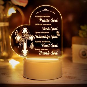 Luzes noturnas 1pc presentes cristãos para mulheres Luz gravada USB Religiosos com orações elogios e inspiração