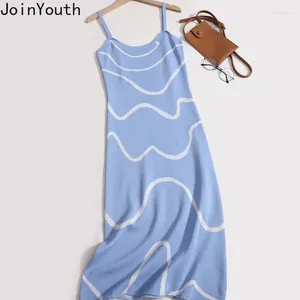 Vestidos casuais vestido de verão Moda moda malha túnica vestido femme túnica sem mangas listrada bodycon maxi 2024 vestidos de mujer