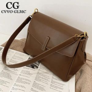 Omuz çantaları cvvo glmc bayanlar çanta retro trend messenger rahat çanta moda bayan düz renk pu tasarımcı