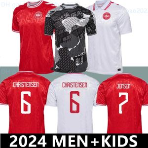 2024デンマークサッカージャージエリクセンホームレッドアウェイホワイト24 25 Hojbjerg Christensen Skov Olsen Braithwaite Dolberg Shirds Jersey