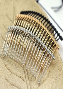 Whole10pclot 3778mm Black KC Gold Rhodium 20 Teeth Wedding Bridal DIY Wire Metal Hair Comb Clips Hair Findings Accessori8378203