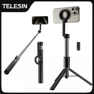 Selfie Monopods Telesin 1.3m Manyetik Selfie Stick Tripod İPhone için Bluetooth Remote ile 15 14 13 12 11 Huawei Samsung Akıllı Telefon Y240418