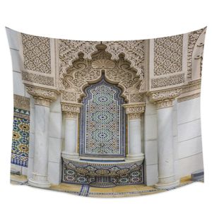 Islam Building Marocko tryckt stort tapestry hippie vägg hängande boho tapestries rum konstdekor estetiska mattor ark filt 240403