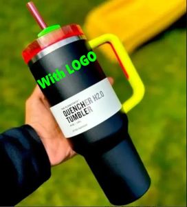 CHOCOLATE GOLD New Quencher 40oz Reusable Tumbler with 1:1 Same Logo Pink Winter Holiday Red Black Chroma Stainless Steel Insulated Travel Mug with Handle Straw Cups