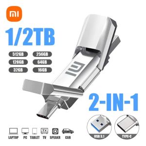 Cards Xiaomi Flash Disk USB 3.1 Pen Drive de alta velocidade Original 1 TB Metal Metal USB Pendrive 2TB Memory Stick para dispositivo de armazenamento de dados