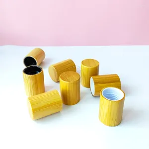 Storage Bottles 250 Pcs/Lot Bamboo Wood Roll On Caps Suitable For 16mm/410 Neck Size Doterra Young Living Essence Roller Bottle
