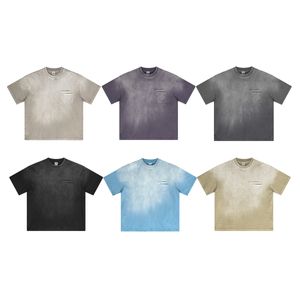 6Colors T-shirts Högkvalitativ T-shirt Män Women Wash Cotton Top Tees 2024SS