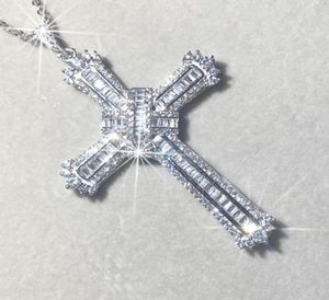 Kedjor Original 925 Silver Exquisite Bible Jesus Pendant Halsband Kvinnor Män lyxiga fina smycken Crucifix Charm Simulerade Diamondchains6069243