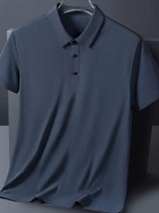 Stor storlek 8xl 7xl Summer Men Polo Shirts Ice Silk Kortärmad tee andningsbar kall snabb-torr Nylon Polos Golf T Shirts Male 240415