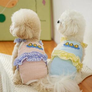 Hundkläder sommar bomull husdjur luftkonditionering kläder söt spets jumpsuit valp bichon neddy katt andas liten