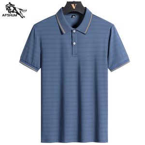 Polo Shirt Men L-6xl 7xl 8xl Summer High Quality Mens Mens Short-Sleeved Polo Shirt Ice Silk Mens Business Casual Polo Shirt 768 240417