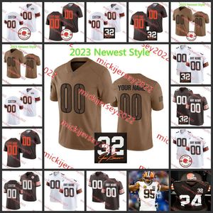 Jerome Ford Elijah Moore Jerry Jerry Jeudy Cleveland Jersey de futebol costurou Jameis Winston Dustin Hopkins Dawand Jones Cedric Tillman Siaki Ika David Njoku Jerseys