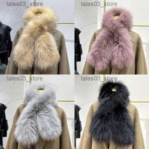 Vinter ny varm naturlig halsduk Ring Knit Fox Lady Fashion NeckerChief Scarves Women Real Fur Bandana Q231031