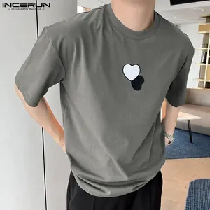 Herren T -Shirts Incerun Herren Hemd Runden Hals kurzärmeligte Streetwear Streetwear koreanischer Stil Männliche T -Shops Sommer 2024 Freizeitkleidung