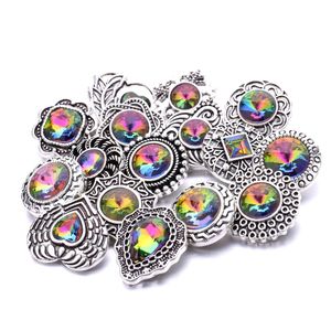 Charms Colorf Rainbow Crystal Vintage Sier Color Snap Button Women Jewelry Findings Bright Rhinestone 18Mm Metal Snaps Buttons Diy Bra Dhd7Q