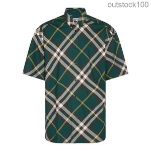 Moda Luxo Buurberlyes Roupas para homens Camisa de algodão verde masculino com marca de logotipo original Busine