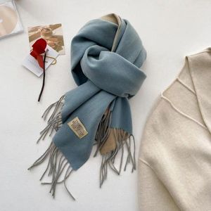 Halsdukar mode halsduk dubbelsidig fast färg unisex med tofs mjukt varmt vintertillbehör för väderkomfort