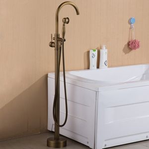 Bathtub Faucets Antique/ Black Floor Mounted Free Standing Bathtub Faucet Shower Set Tub Filler Mixer Tap For Bathroom XT379