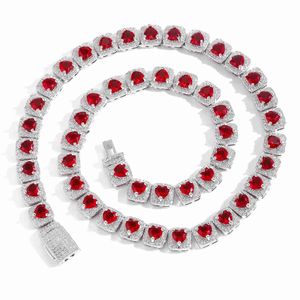 Colar de hip hop 10mm de 10 mm de coração Red Chain Candy Candy Chain personalizado colar de hip hop para homens e mulheres S925 Customização de joias de marca sofisticada
