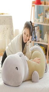 Dorimytrader New Huge 135cm Soft Cartoon Anime Hippo Plush Toy 53inches Big Stuffed Animal Hippos Pillow Doll Great Present DY616168372593