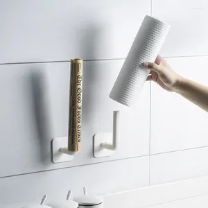 Hooks Household L-type Self-adhesive Simple Cabinet Roll Paper Storage Rack Bathroom Towel Kitchen Supplies