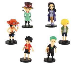 6pcsset Cartoon Anime One Piece Luffy Zoro Sanji Ace Sabo Robin PVC Figure Toy Collection Model Doll Gift4888284